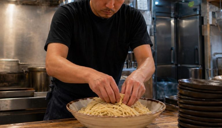 麺線を整えるラーメン店員さん、“さすがに触りすぎ”とドン引きされる… 途中で鼻触り&指舐めも
